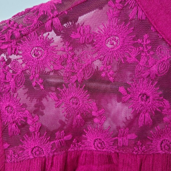Umgee Pink Embroidered Boho Blouse Womens Medium - Picture 5 of 7
